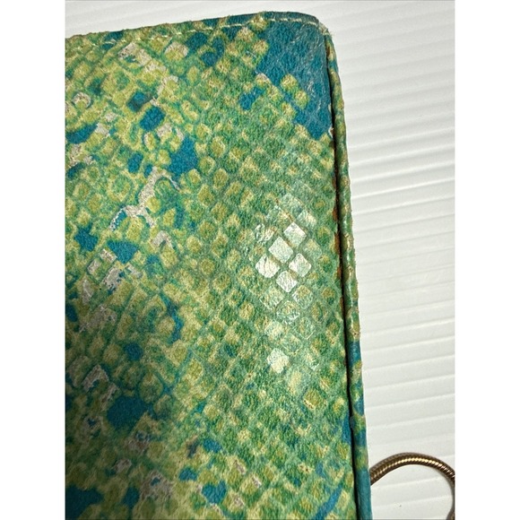 Timothy Hitsman Imatation‎ Snakeskin Handbag W Chain Spain Blue Green - Picture 10 of 11